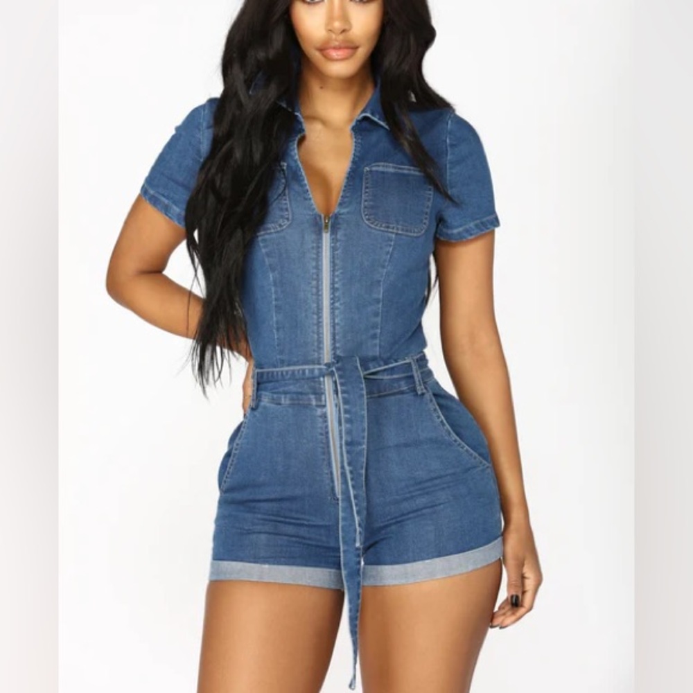 Fashion Nova Blue Denim Jumpsuit